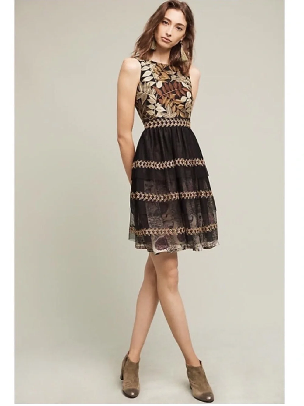 Anthropologie Varun Bahl Embroidered Vigne Dress - Picture 2 of 16